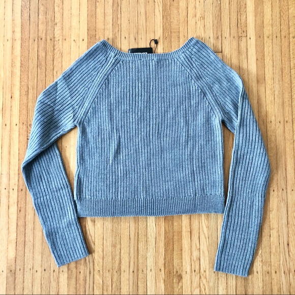Grey ribbed cropped sweater - S - Picture 4 of 5